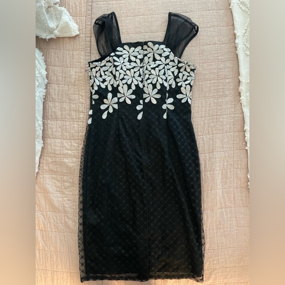 Adrianna papell metallic embroidered cocktail dress